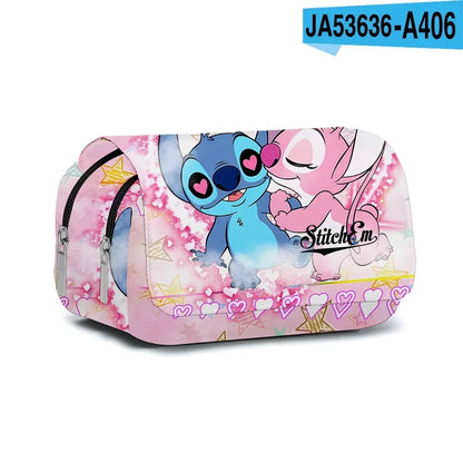 Anime Stitch Fully Printed Flap Pen Bag Stationery Box Pencil Case Primary and Secondary School Student School Bag Cartoon