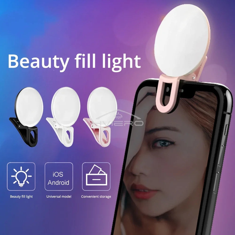 Anneau lumineux Led pour Selfie, Rechargeable par USB, lumières de remplissage, luminosité chaude et froide réglable, pour appareil Photo, vidéo, accessoires de Streaming en direct