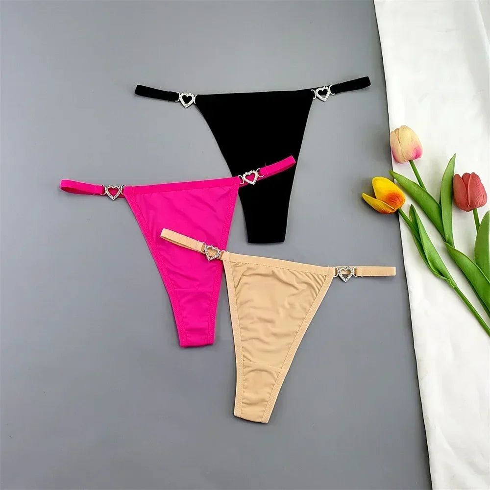 3PCS Rhinestone Strap G-String