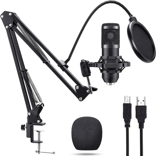Microphone Studio professionnel diffusion en direct chant enregistrement Kits de Microphone avec bras de ciseaux de Suspension et support anti-choc en métal