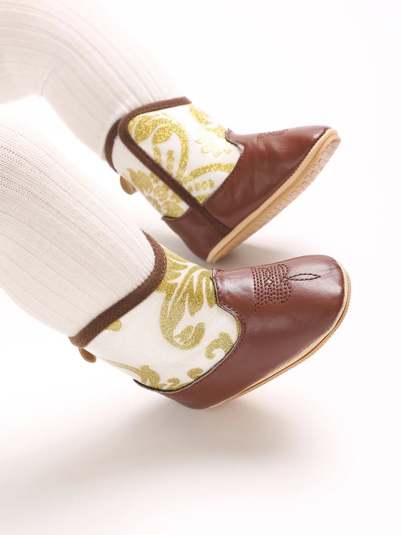 "Baby Cowboy Boots 0-18M - Autumn Western Style | Embroidered Mid-Calf Design | Fashion First Walkers"