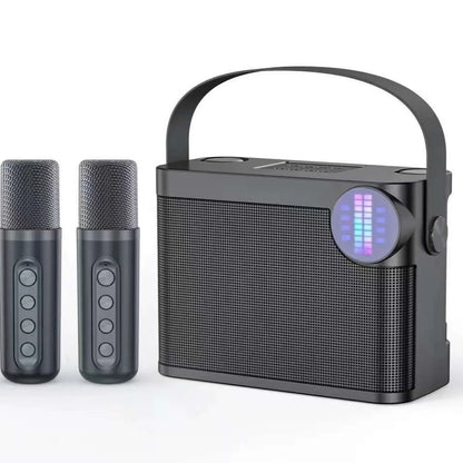 #LED Powerful Wireless Portable Dual Microphones Bluetooth 5.3 Speaker Hifi Stereo Family Party Karaoke Subwoofer Boombox gifts