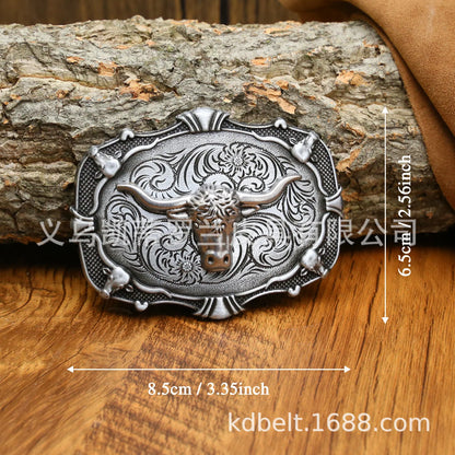Ceinture ajustable en cuir style cowboy western, style punk, estampage en alliage, boucle de ceinture rétro américaine pour homme, accessoire de mode