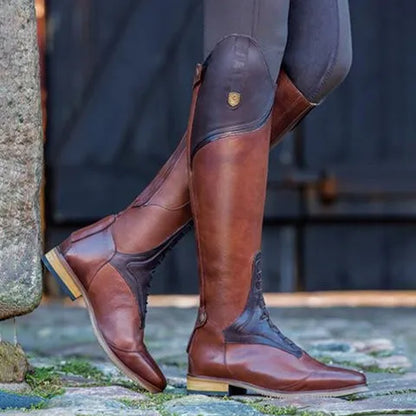 Equestrian Boots Genuine Leather Professional Horse Riding Sports Training High Top Knight Boots Wear-Resistant Competition