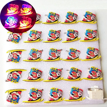 25pcs Party Love LED Flashing Brooch Pin Cartoon Light up Glow Badge Gift Cosplay Navidad Wedding Festival Halloween Christmas