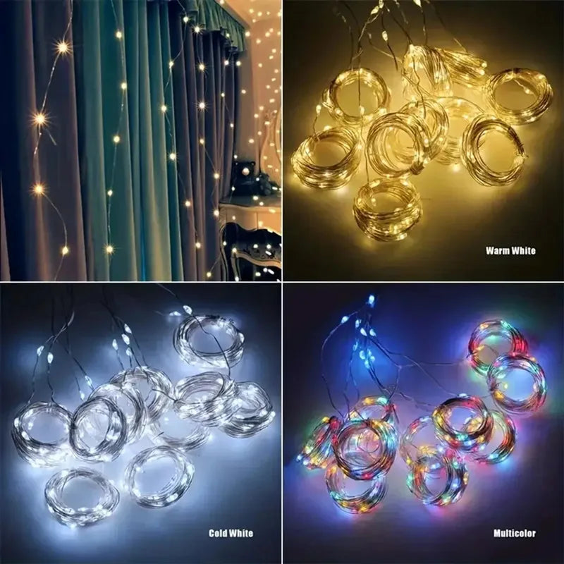 Rideau USB LED guirlandes lumineuses 3/4/6M télécommande chambre vacances mariage anniversaire noël décoration fée guirlande lampe