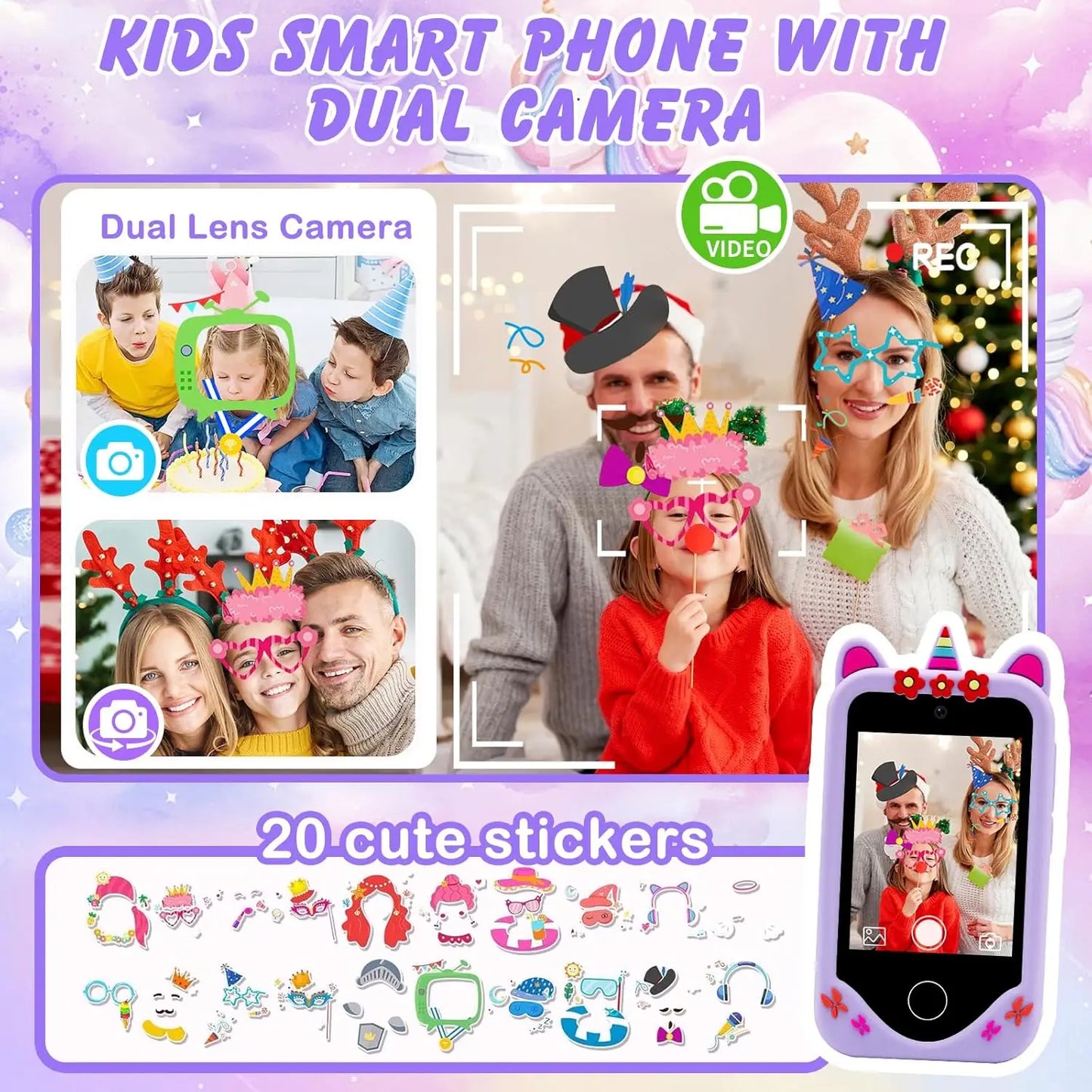 Kids Smart Phone for Girls Boys Kids Cell Phone Toys Dual Camera Music Player 17 Games Toddler Learning Phone Birthday Gifts