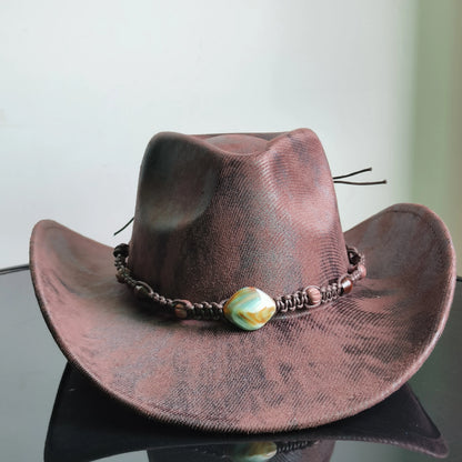 Faux Leather Western Cowboy Hats Men Women retro cowboy hats big brim cowgirl hat knight hat men chapeau ковбойская