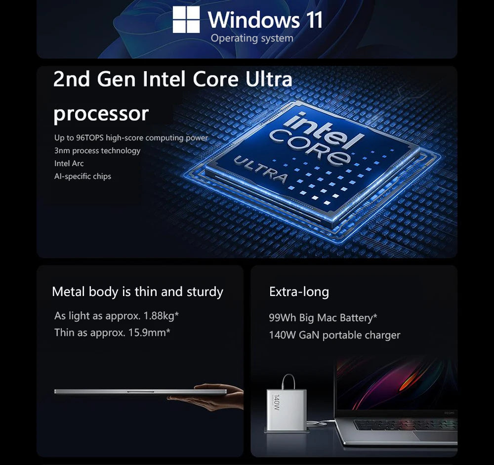【World Premiere】REDMI Book Pro 16 2025 Ultra5-225H/Ultra7-255H 32GB+1TB 2.5K/3.1K 120Hz/165Hz  Grey