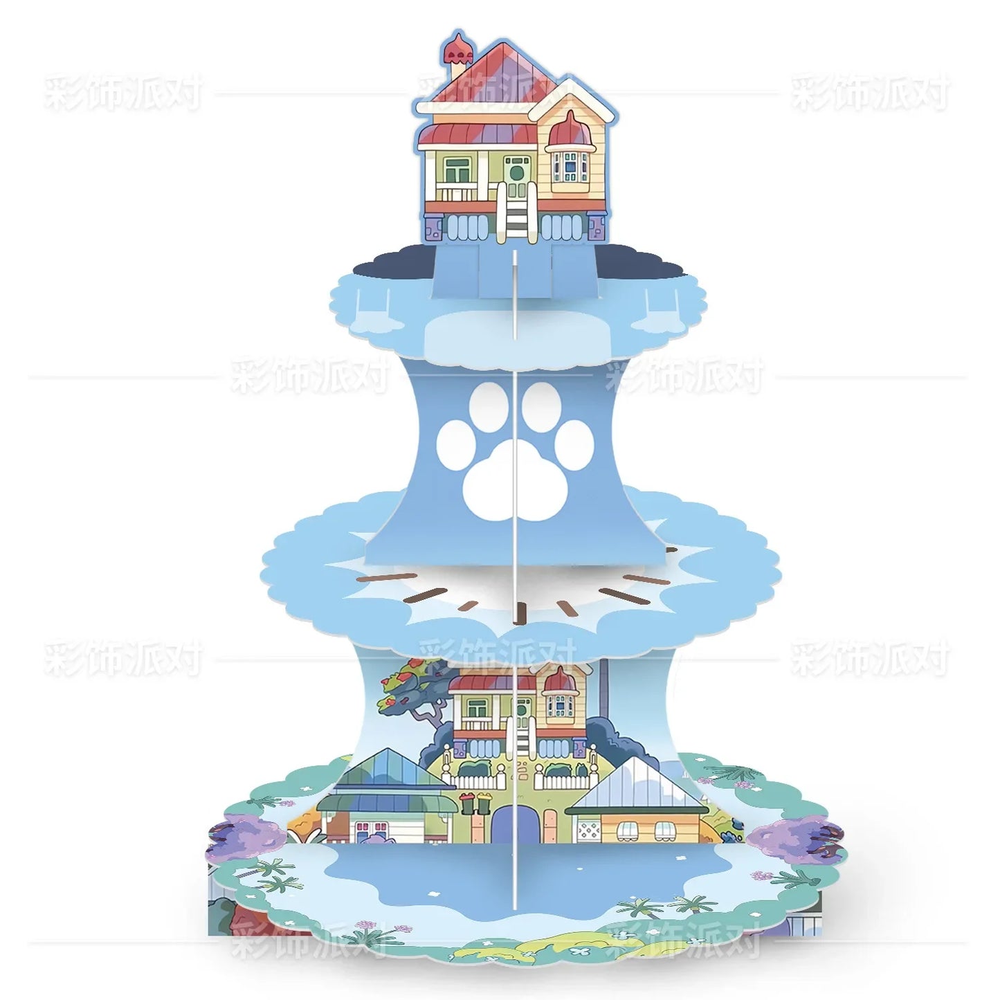 Cartoon Cute Bluey Birthday Party Cake Stand Dessert Table 3-Layer Paper Cake Tower Party Decoration Supplies Gifts