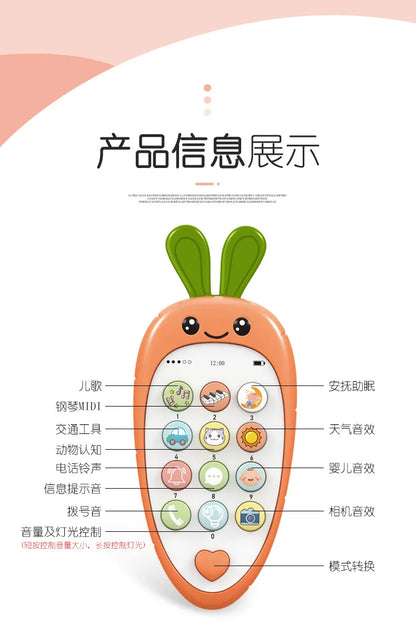 Baby Phone Toy Music Sound Telephone Sleeping Toys With Teether Simulation Phone Kids Infant Early Educational Toy Kids Gifts