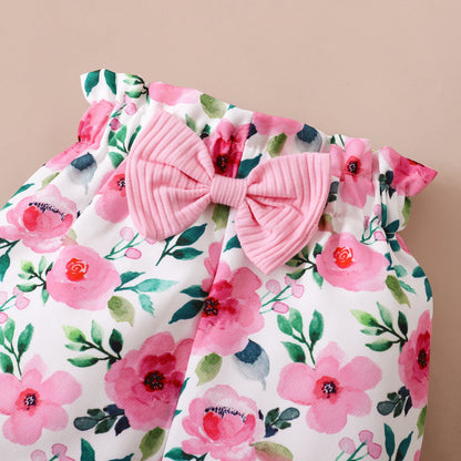 0-18M Baby Girl Pink Clothes Set Spring&Autumn Clothing Long Sleeve Bodysuit+Floral Pants+Headband 3PCS Toddler Fashion Outfits