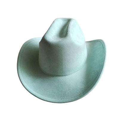 Classic Suede Leather 7.5CM Western Cowboy Women's Fedora Hat Men's Church Jazz Hat Fashion Travel Party Hat Denim Hat 2025