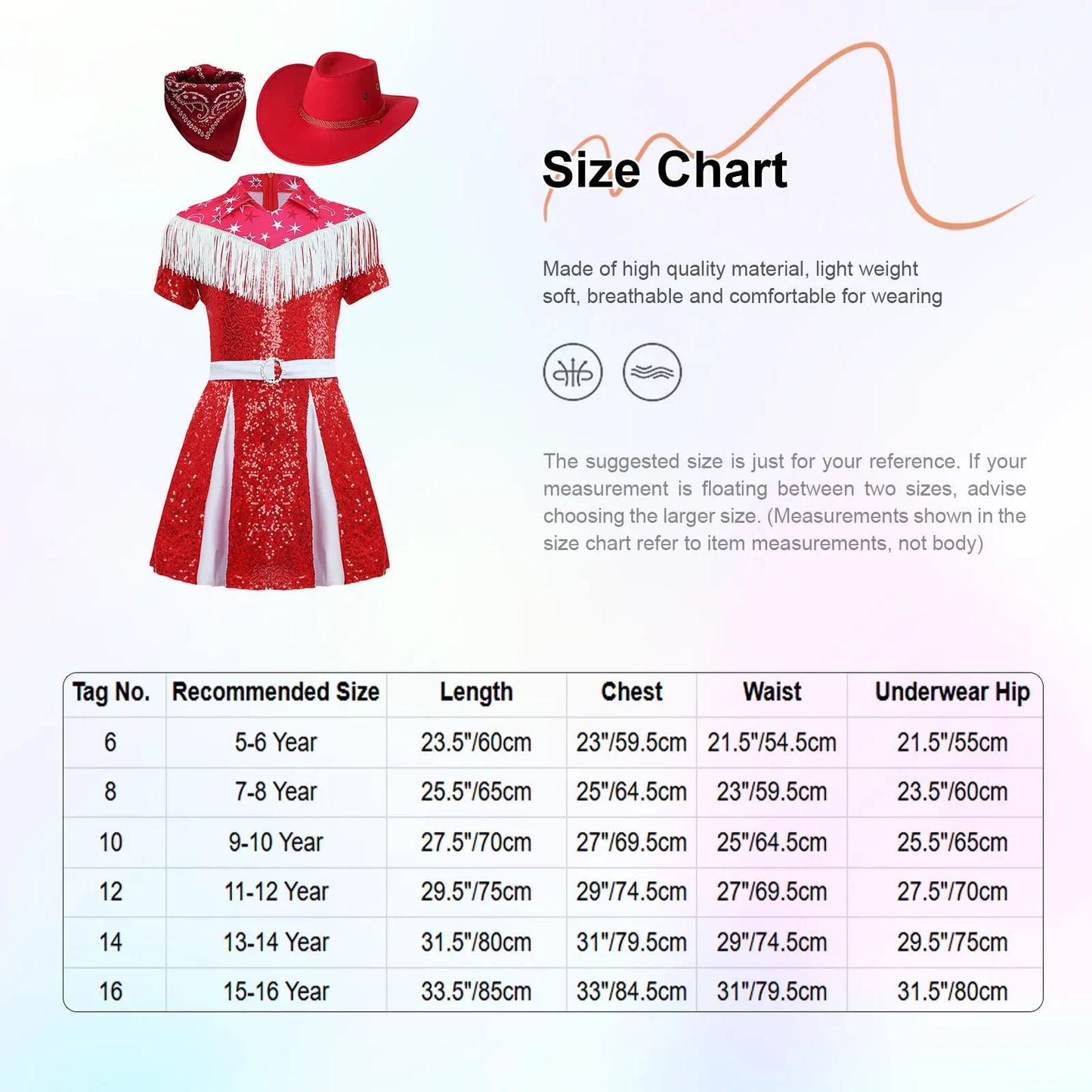 Kids Girls Western Cowgirl Cosplay Costume Fringe Sequin Dress with Cowboy Hat Bandanna Halloween Carnival Theme Party Outfit