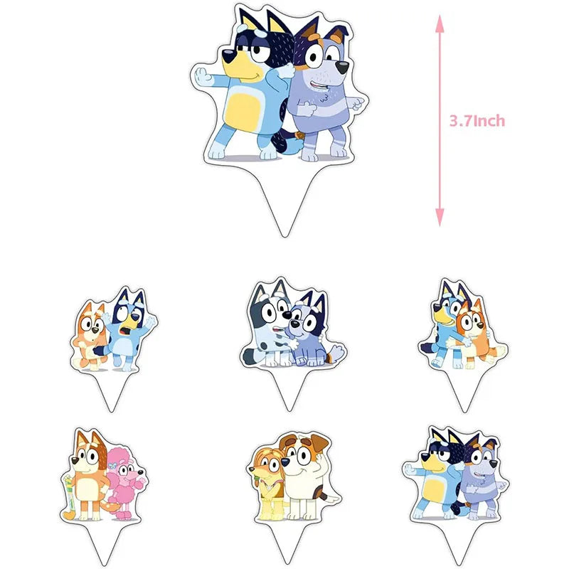 25pcs Bluey  Cartoon Blue Dog Bingo Cake Decoration Top Happy Birthday For Cake Dessert Kids Birthday Party Photo Decorations