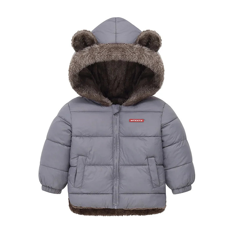 -30℃ Winter Lamb Wool Jackets Baby Girls Plus Velvet Thick Coats Children Hooded Cold Weather Outwear Boys Cotton Clothes 1-6Y