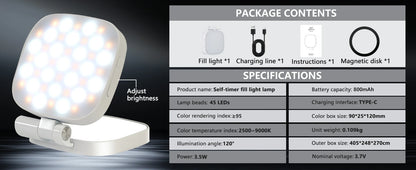 Magnetic Selfie Light, Phone Light Compatible with MagSafe IPhone,  360° LED Selfie Ring Fill Light with Mirror for Selfies/Vlog