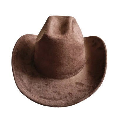 Classic Suede Leather 7.5CM Western Cowboy Women's Fedora Hat Men's Church Jazz Hat Fashion Travel Party Hat Denim Hat 2025