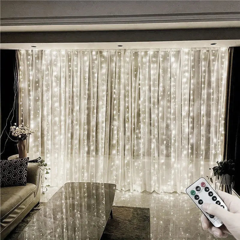 USB Curtain String Lights 8 Lighting Modes LED Light for Outdoor Garden Wedding Christmas New Year Home Decoration