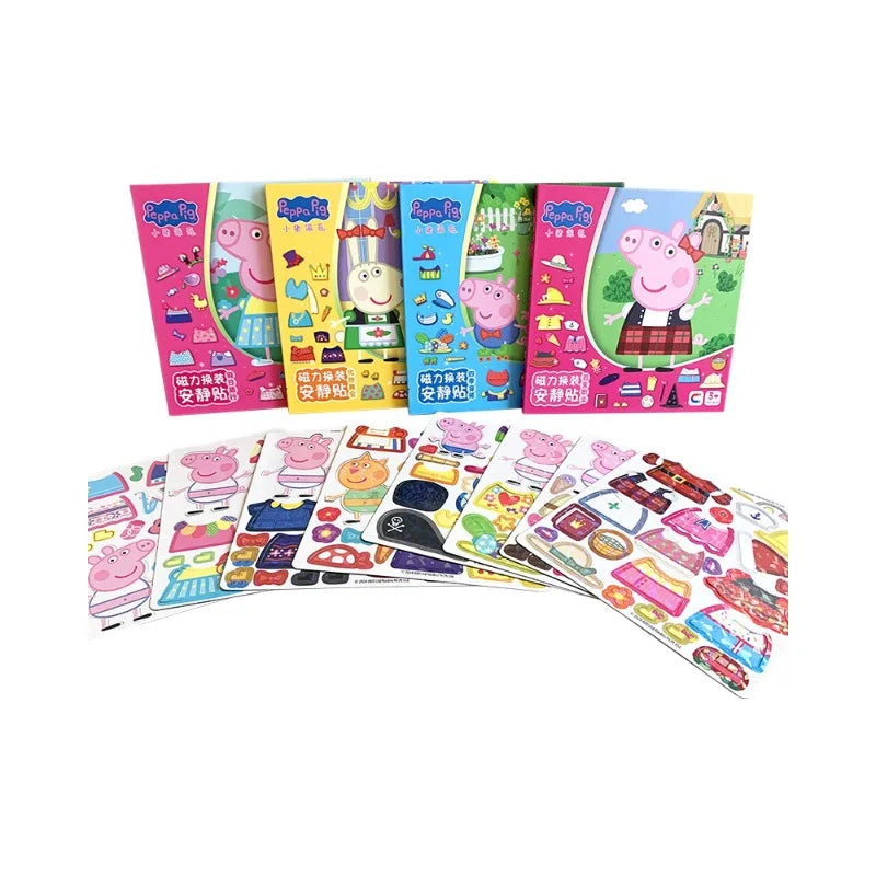 New Peppa Pig Page Dress up Magnetic Stickers Puzzle Magnetic DIY Dress up Stickers Pull up Toys Children's Christmas Gifts