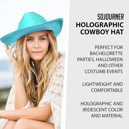 Lights Cowboy Cowgirl Hat with LED Light Up Cap Luminous Western Cowboy Hat Pearlescent Cowgirl Hat for Dancing Party Dress Up