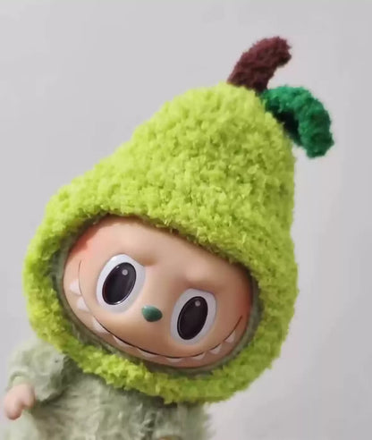 Labubu doll pendant, rubber doll clothes, rabubu v2v1 sitting party head cover hat heartbeat macaron 17cm 15CM