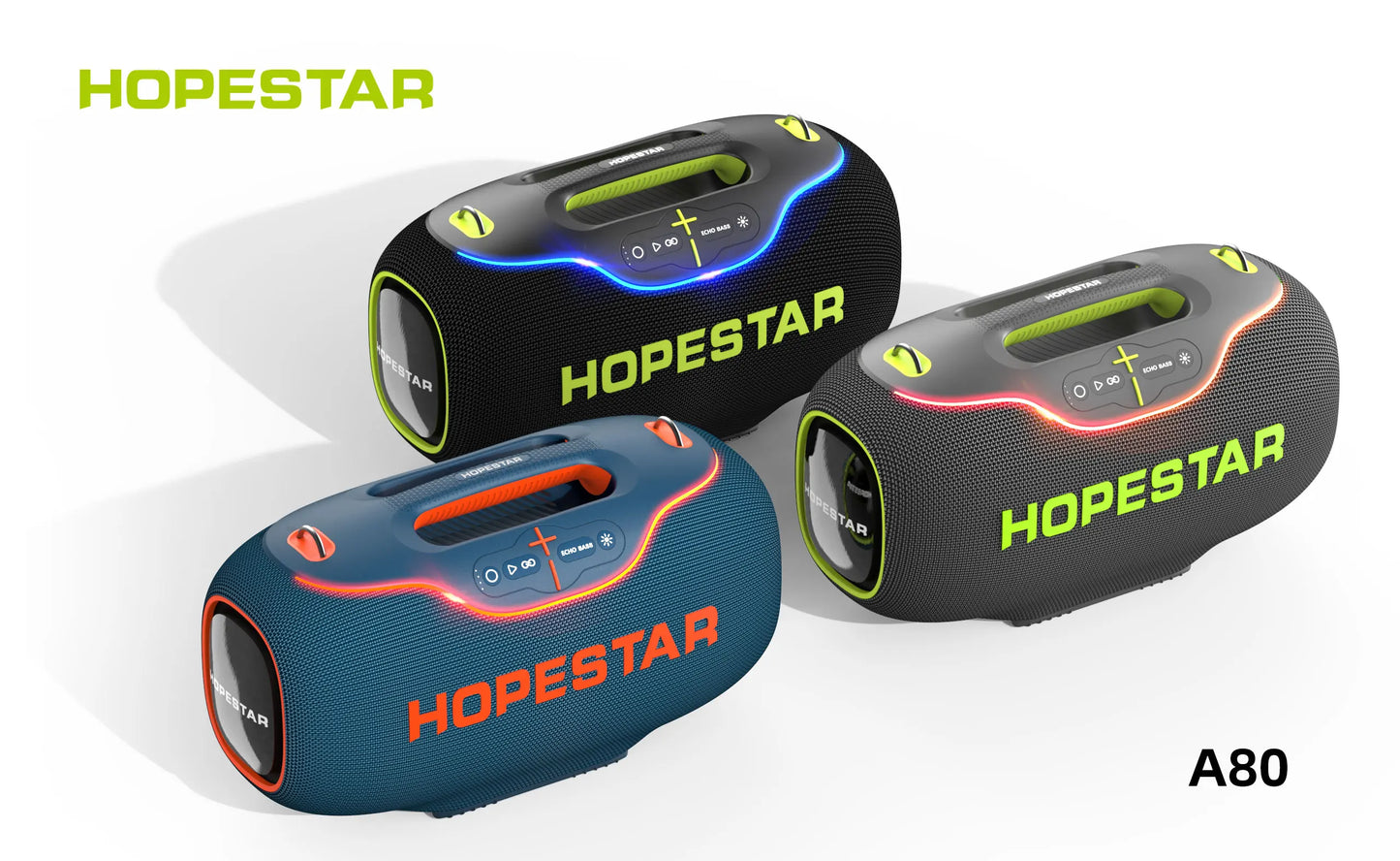 Hopestar speaker A80 alto gravador de áudio portátil de alta qualidade 350W RGB subwoofer home theater USB party computer DC