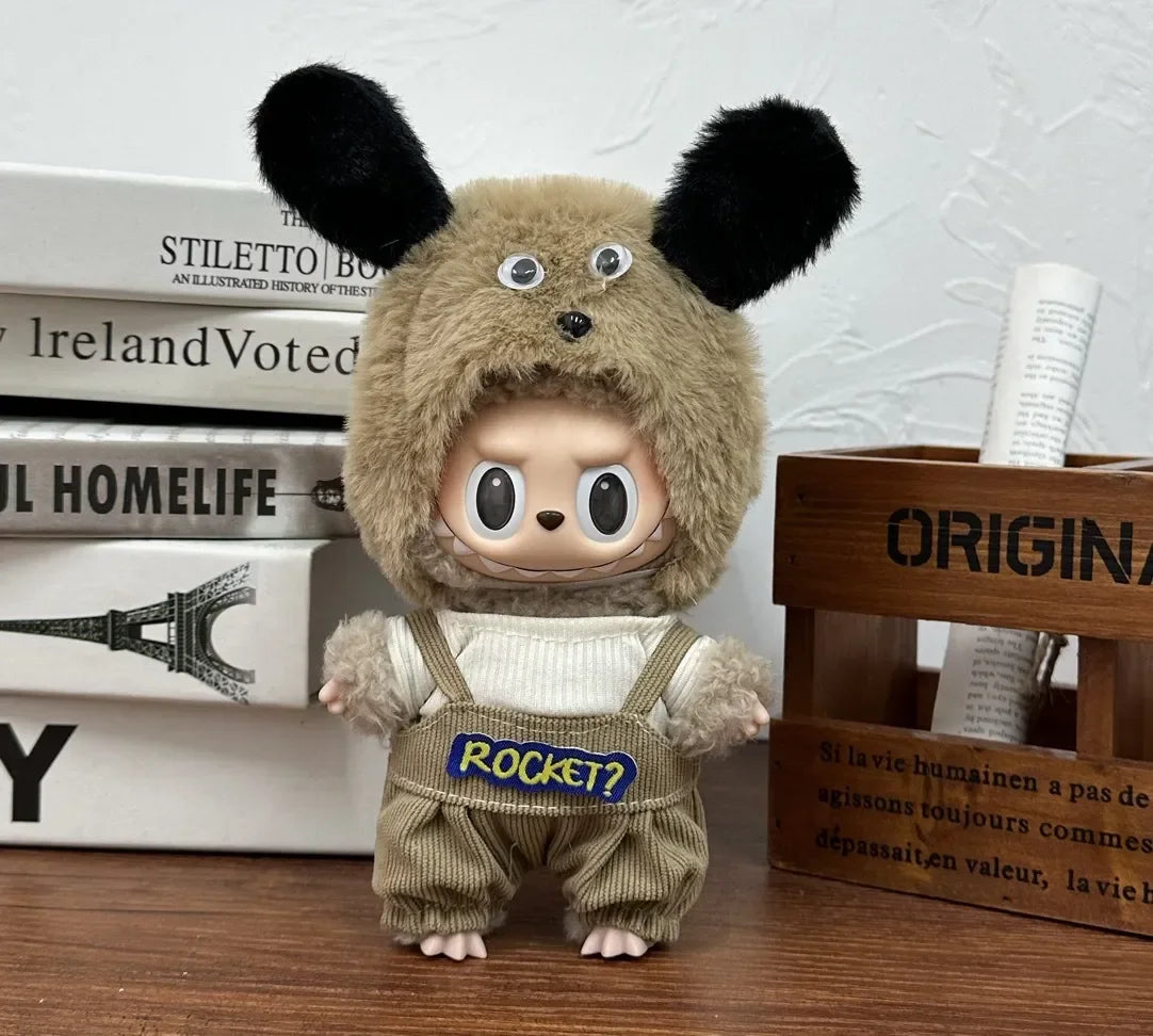 17cm Labubu  Mini Plush Toy Multiple Styles Clothing Set Labubu Outfit Accessories Trendy Play Clothing Labubu Clothes Gift