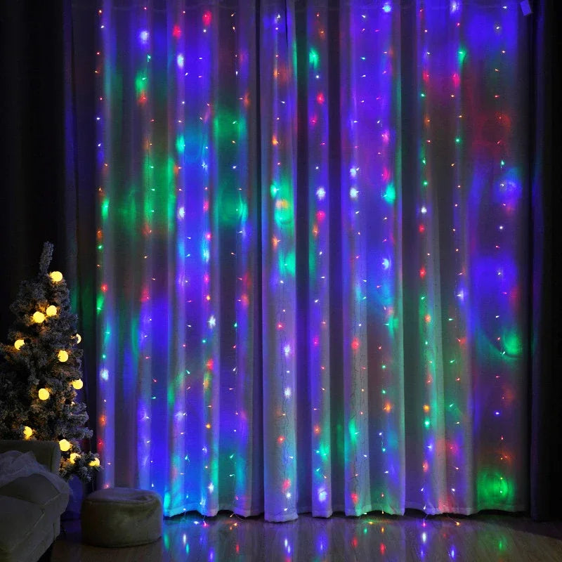 USB Curtain String Lights 8 Lighting Modes LED Light for Outdoor Garden Wedding Christmas New Year Home Decoration