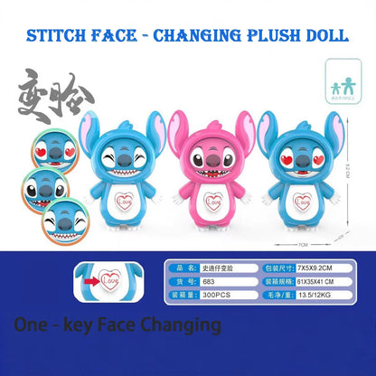Stitch Funny Face Changing Toy Automatic Press Switch Expression Changer Stress Relief Fidget Toy For Kids Adults