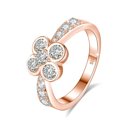 0.9CT Moissanite Ring for Women D VVS1 Round Diamond Double Halo Ring Engagement Christmas 925 Sterling Silver Wedding