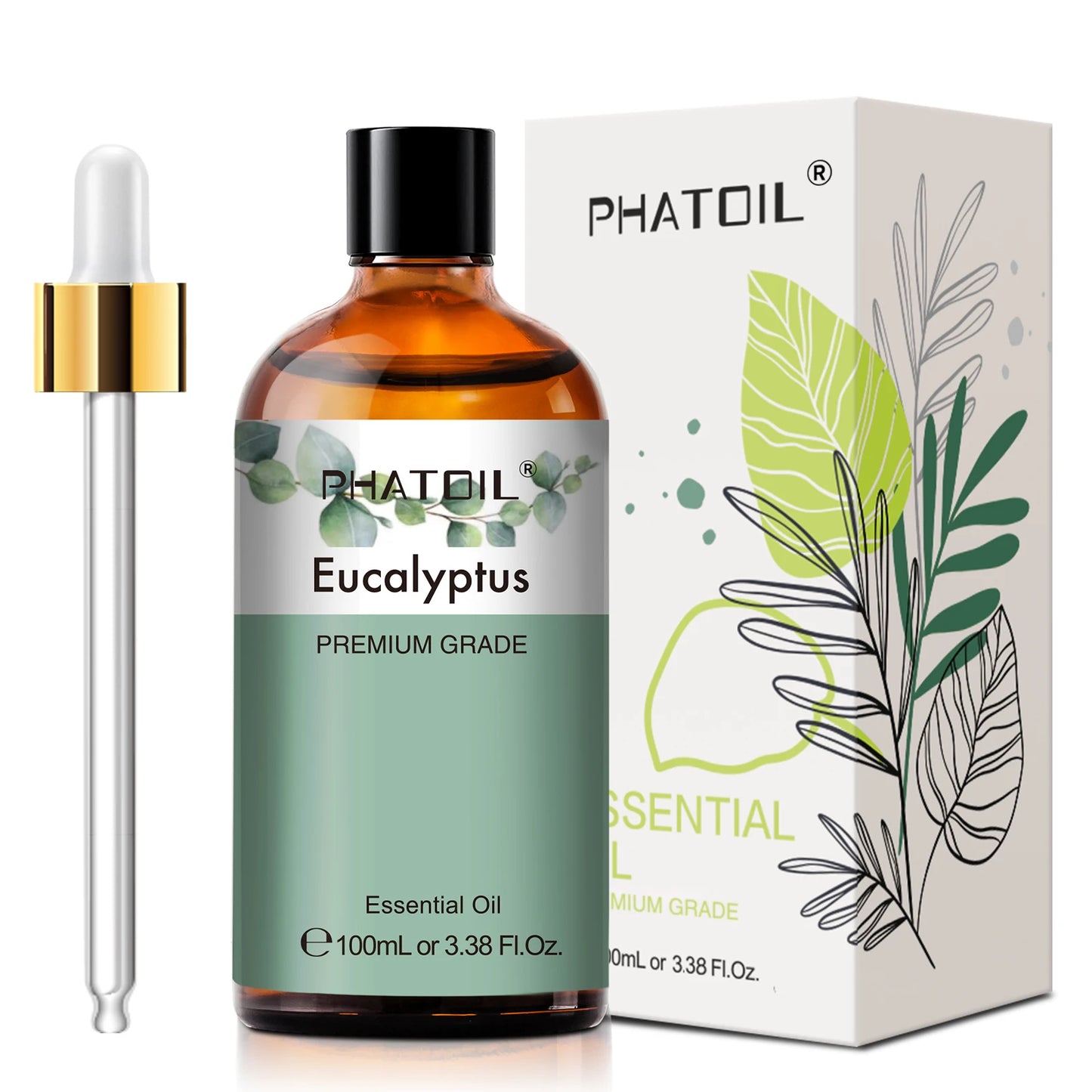 Huile essentielle d'eucalyptus PHATOIL 100 ml pour la peau, lavande, vanille, jasmin, citron, bergamote, huile aromatique pour la fabrication de bougies d'aromathérapie