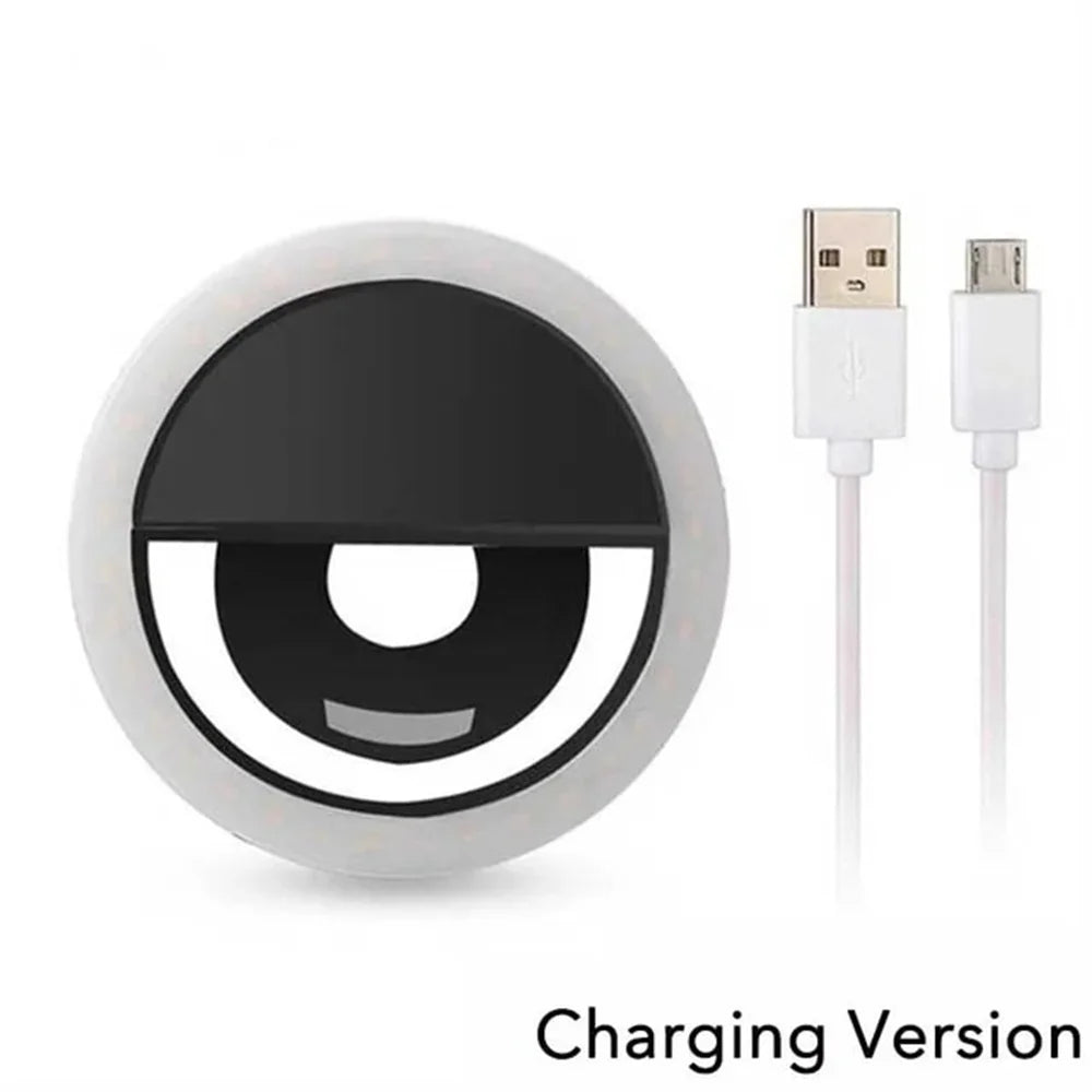 USB Charge LED Selfie remplissage lumière LED Selfie anneau lumière téléphone portable diffusion en direct vidéo LED Selfie anneau lampe pour tous les smartphones