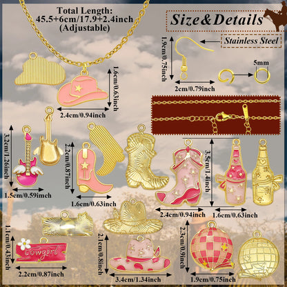 Pendentif Cowboy Western DIY Fabrication artisanale de bijoux pour boucles d'oreilles Bracelet Collier Émail Chapeau Cowgirl Bottes Breloques Accessoires