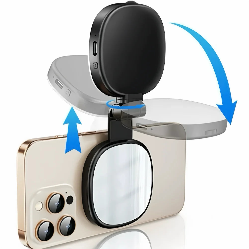 Magnetic Selfie Light, Phone Light Compatible with MagSafe IPhone,  360° LED Selfie Ring Fill Light with Mirror for Selfies/Vlog
