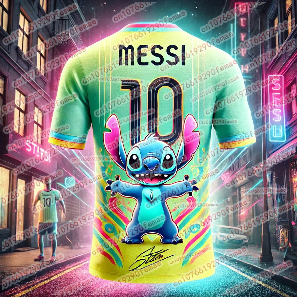 T-shirt Stitchou et Messi – Maillot d'été confortable, mignon et élégant pour enfants et adultes, garçons et filles