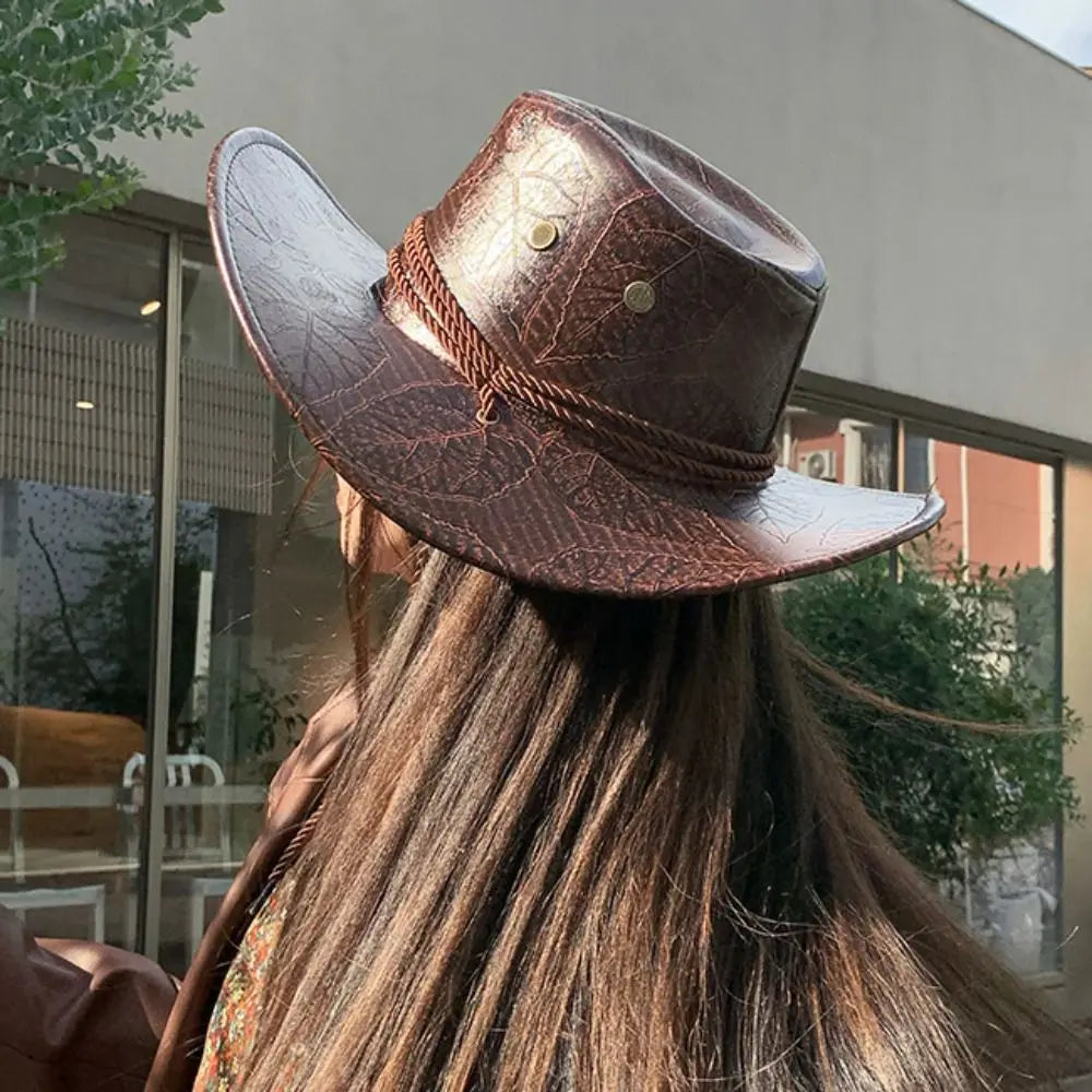 Chapeau de Cowboy occidental de Style ethnique Vintage, chapeau de chevalier en Polyester à bord roulé, chapeau de Jazz de Cowgirl noir/marron, Cosplay