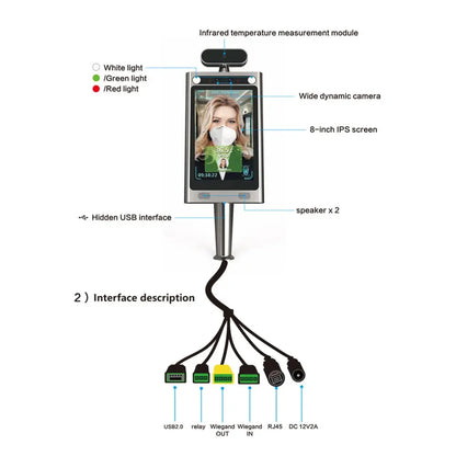 Terminal de présence de temps de reconnaissance faciale infrarouge dynamique large HD avec plate-forme de mamagement cloud