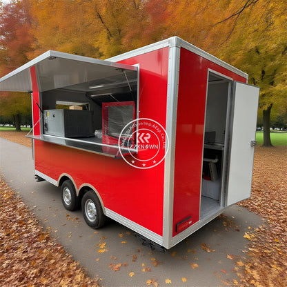 Outdoor Mobile Catering Trailer Fully Equipped Taco Pizza Ice Cream Cart Fast Food Truck Trailer With Full Kitchen