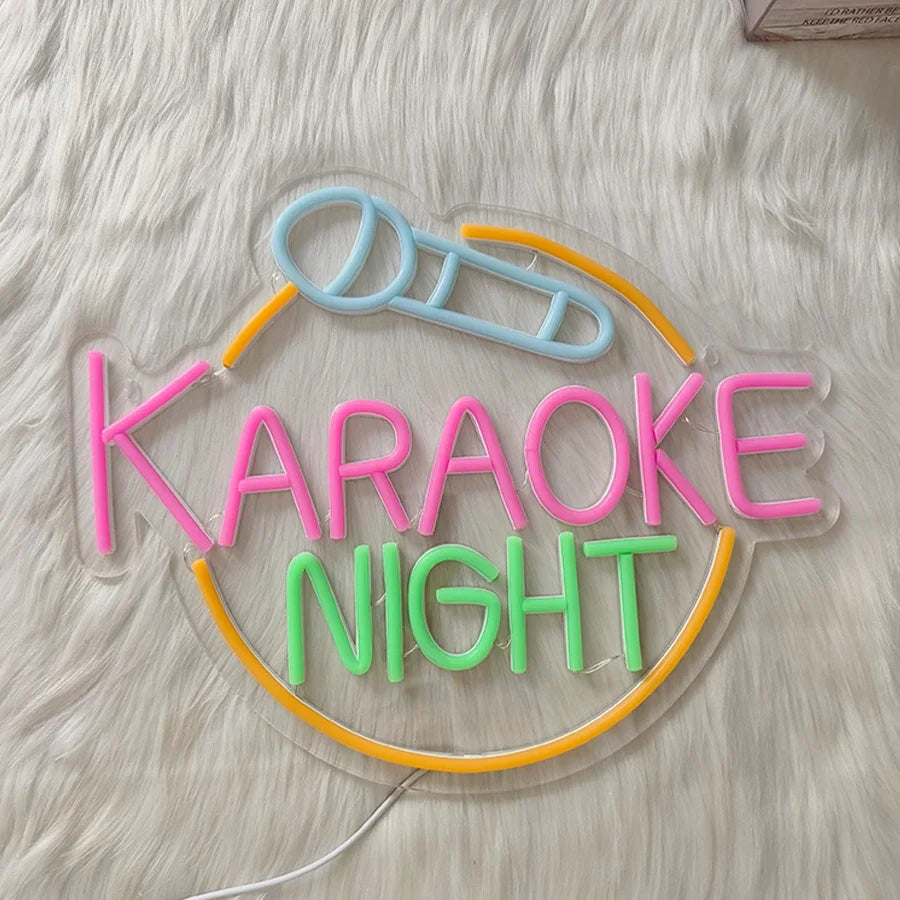 Music Studio,Game Room Decor,USB Power Karaoke Night Neon Sign For Wall Decor,Led Neon Light For Karaoke Live Bar Open Neon