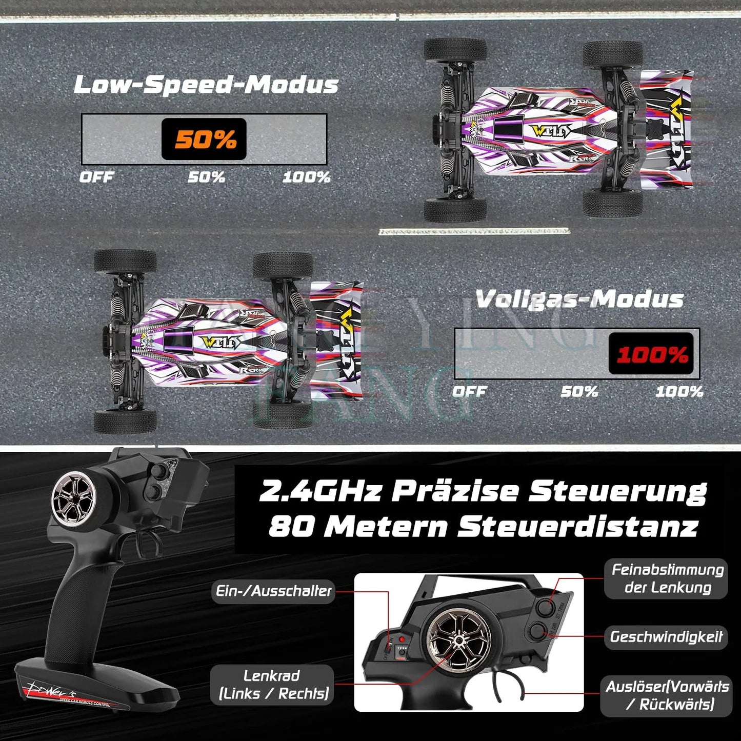 WLtoys 124016 124017 V8 75 km/h Voiture télécommandée électrique 4x4 sans balais haute vitesse tout-terrain Drift pour adultes