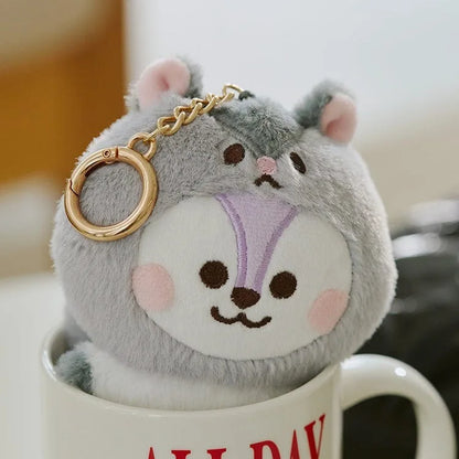 Baby Animal Series Bt21 Cooky Shooky Plush Doll Keychain Pendant Cute Koya Toy Girls Bag Packaging Decoration Collection Gift