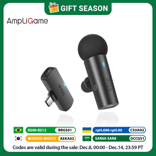 FIFINE Wireless Lavalier Microphone for Phone/Tablet,Type-C Condenser Mini Mic for Video, Interview, Vlog, YouTube, Recording-M6