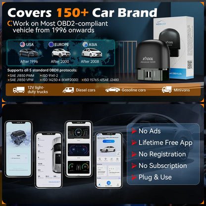 XTOOL Advancer AD20 Mini Bluetooth 5.0 OBD2 Scanner Full obd2 Functions Car Diagnostic Scan Tool Read/Clear fault code Universal