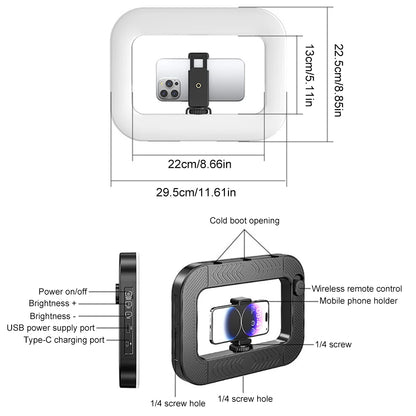 LED Phone Light Light Cell Phone Handheld Stabilizer W/ Ring Light for Camera Smartphone YouTube