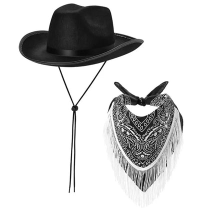 Costume de cowgirl à franges pour enterrement de vie de jeune fille, chapeau de cowboy, bandana imprimé, costumes de fête nuptiale pour femmes, costume de boîte de nuit