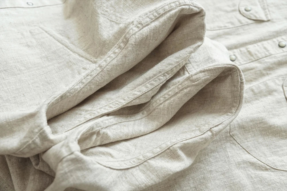 Western Sle Linen irt Men's Casual Long Sve Pure Color Loose Fit Classic Collar Button down Trendy Khaki irt