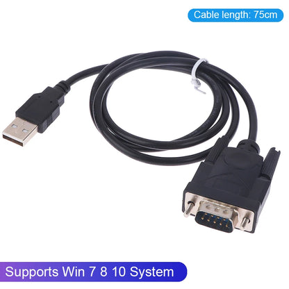 Adaptateur convertisseur USB RS232 vers DB 9 broches mâle, compatible avec Windows 7, 8 et 10 Pro, compatible avec divers périphériques série, câble de 75 cm