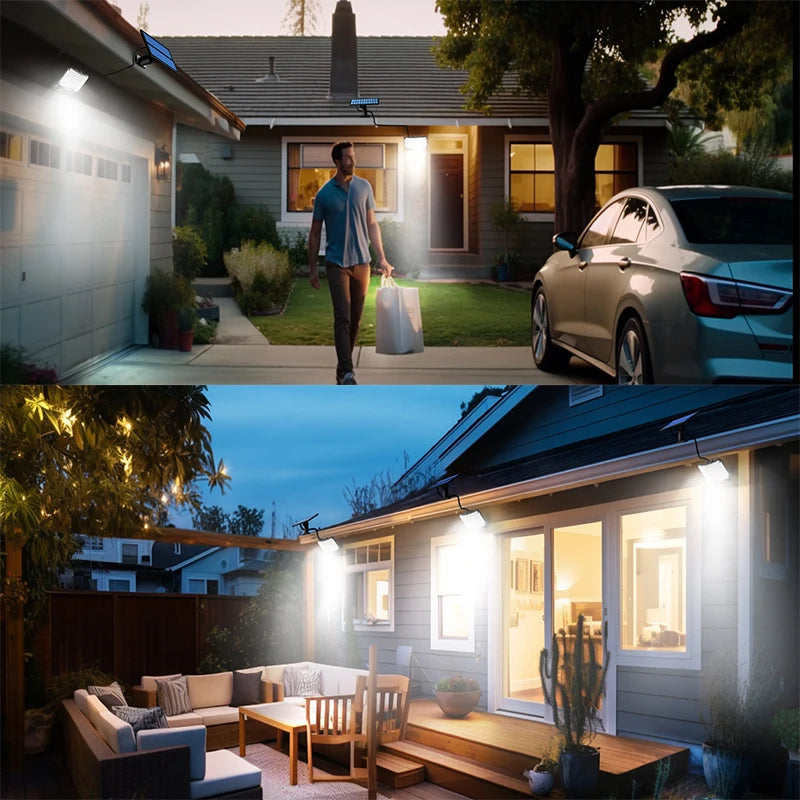 Lumière solaire extérieure Super lumineuse capteur de mouvement solaire forte puissance LED applique murale de jardin IP65 étanche 3 modes de fonctionnement