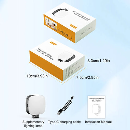 Magnetic Phone Selfie Light Mobile Phone Fill Light with Mirror Folding LED Phone Fill Light Rechargeable for Makeup Photography